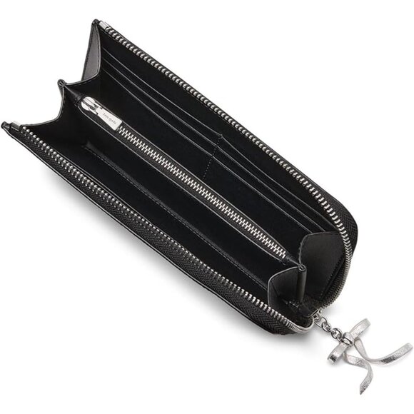 Kate Spade Whiskers Saffiano Leather Zip Around Continental Wallet White Cat Bow - Picture 3 of 4